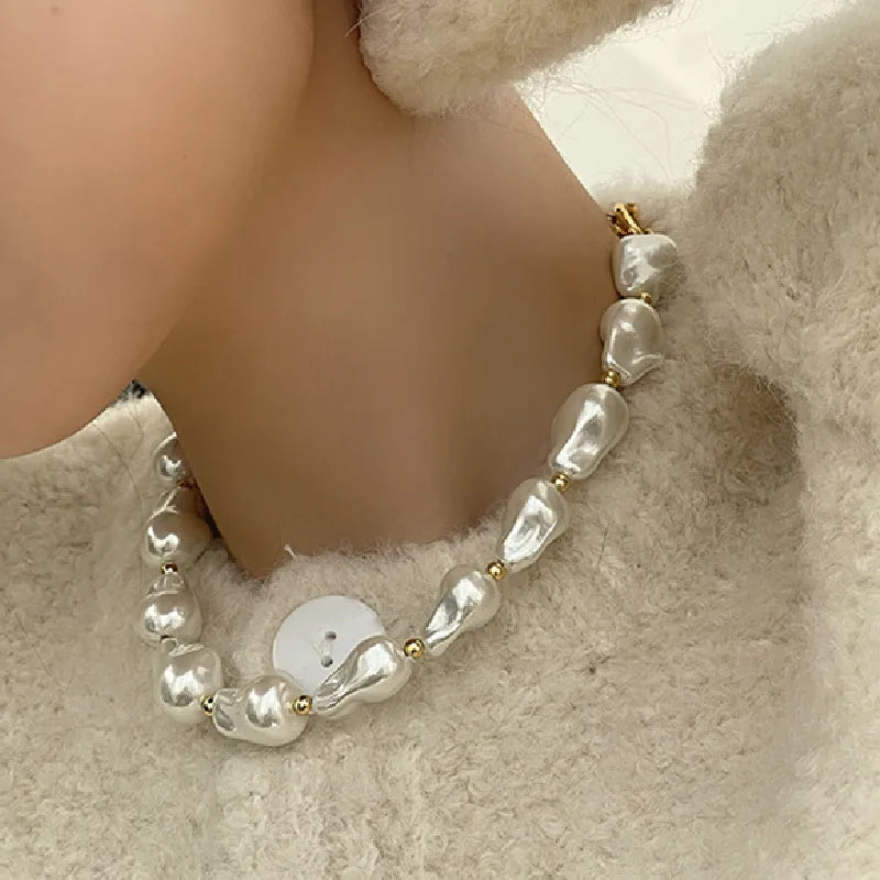 Colar de pérolas barroco irregular para mulheres, gargantilha grande declaração, festa de casamento jóias, nova moda, atacado