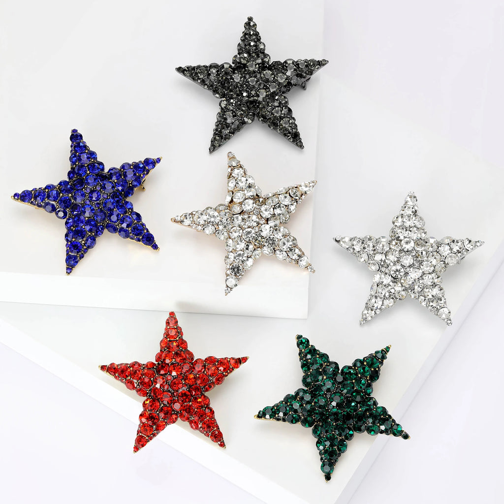 Alfinetes de estrela de tiro com borla para mulheres unissex strass estrela broches escritório festa amigo presentes acessórios de joias