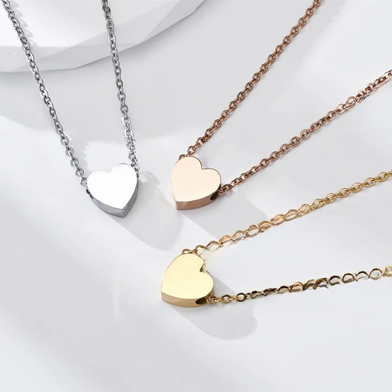 Moda titânio aço em forma de coração pingente casal presente espelho superfície cruz corpo corrente elegante gargantilha colar para mulher