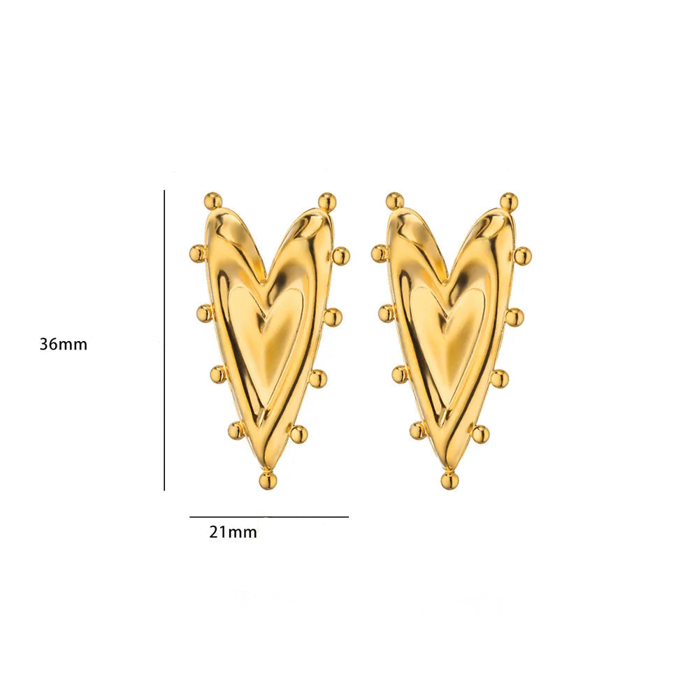 Brinco gótico de coração para mulheres, aço inoxidável, dourado, amor, casamento, casal, piercing, joias, presente de dia dos namorados