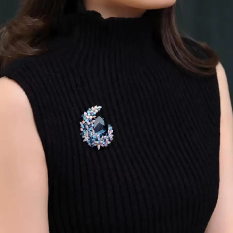 Xm requintado designer zircão broche para mulheres lua brilhante cristal lapela pino roupas de luxo jóias acessórios