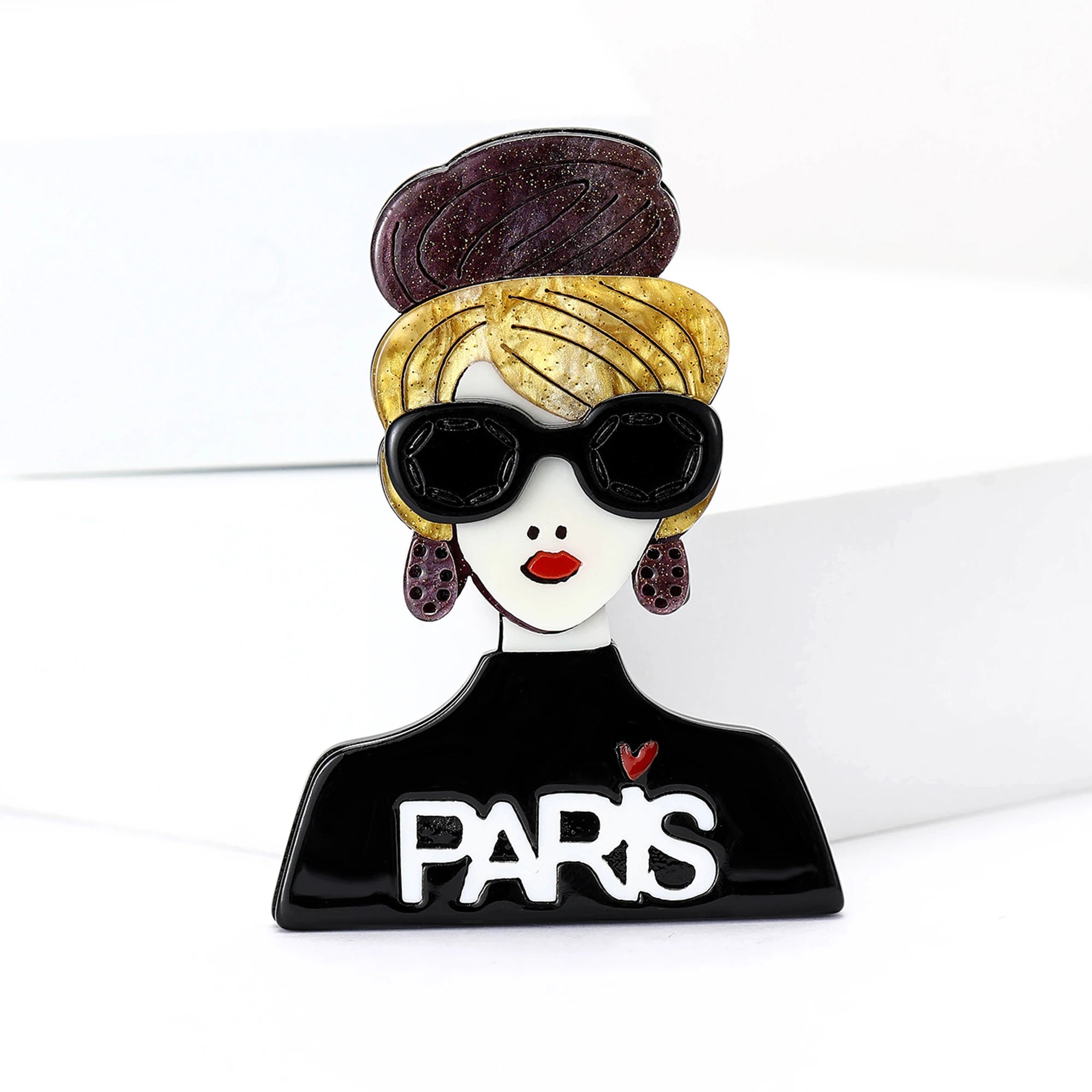 Broche Feminino Rosto Personagem Acrílico Elegante
