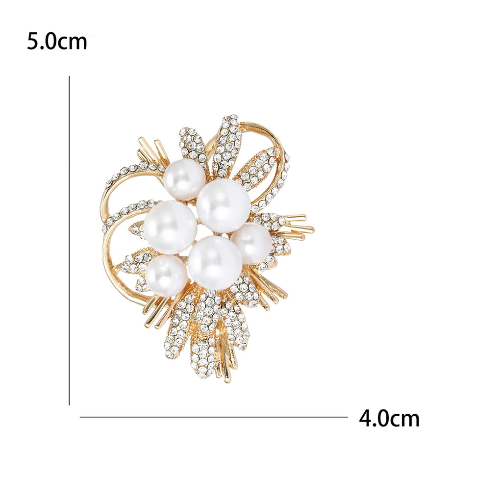 Broche Buquê de Pérolas Design Floral Elegante Feminino