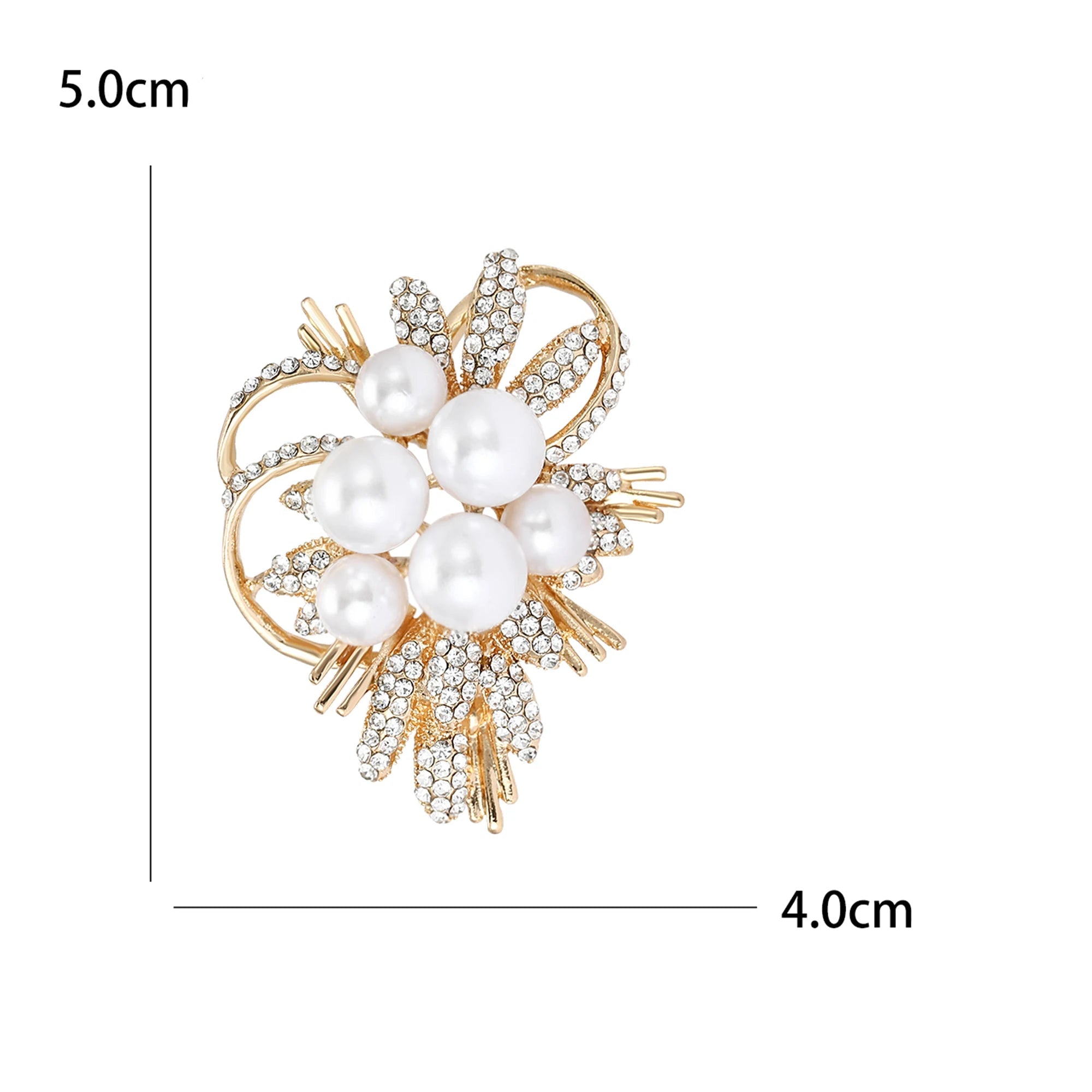 Broche Buquê de Pérolas Design Floral Elegante Feminino