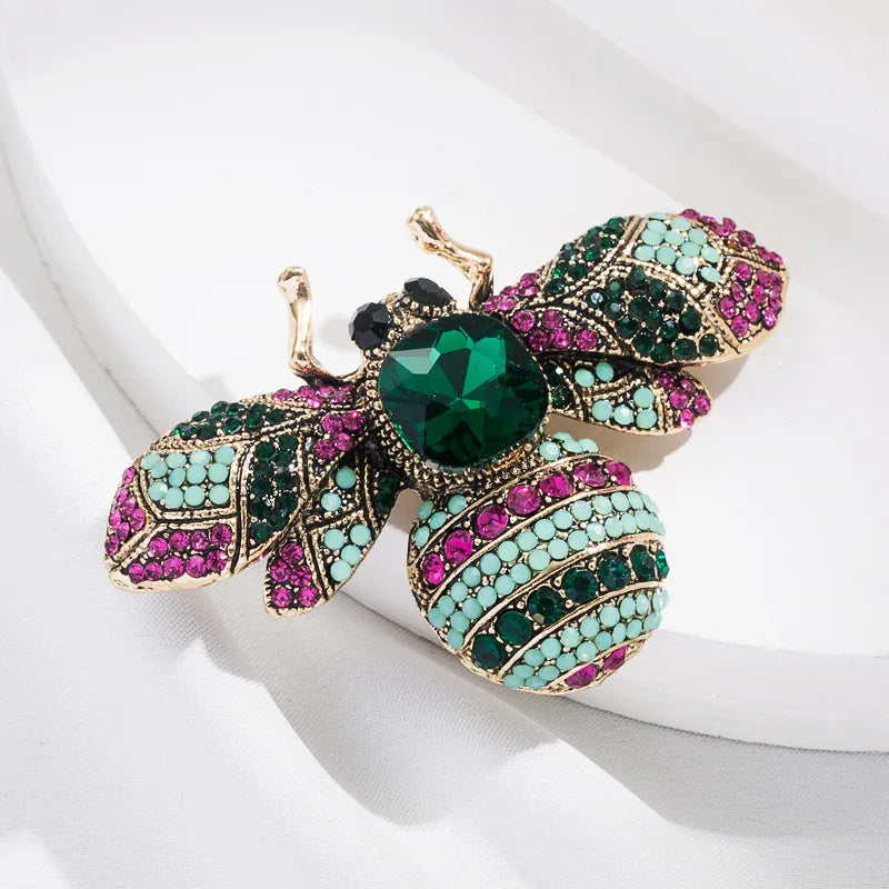 Skeds clássico vintage grande strass abelha broches pinos para mulheres luxo cristal inseto jóias terno roupas broche pino emblemas