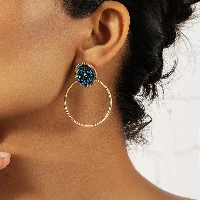 Geométrica Circular Brincos para Mulheres, Holiday Party Gift, OL Moda Jóias, Acessórios de Orelha Retro, E453