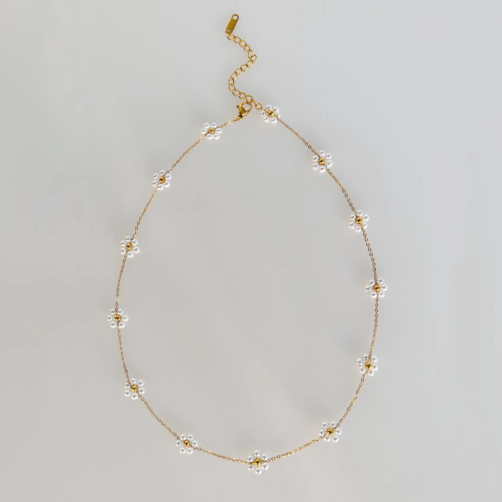 Pingente de flor de cinco pétalas de aço inoxidável elegante, colar de joias com pingente de flor, acessórios de banquete feminino