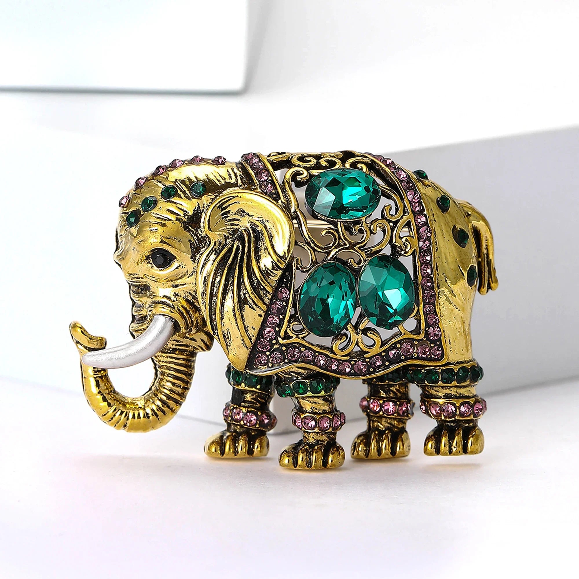 Broches de elefante de strass de luxo para mulheres unissex esmalte animal pinos banquete festa mochila presentes acessórios de joias