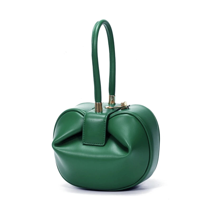 Burminsa couro genuíno esférico pequena sacola para as mulheres 2025 tendência designer bolsa de noite alça superior senhoras bolsas