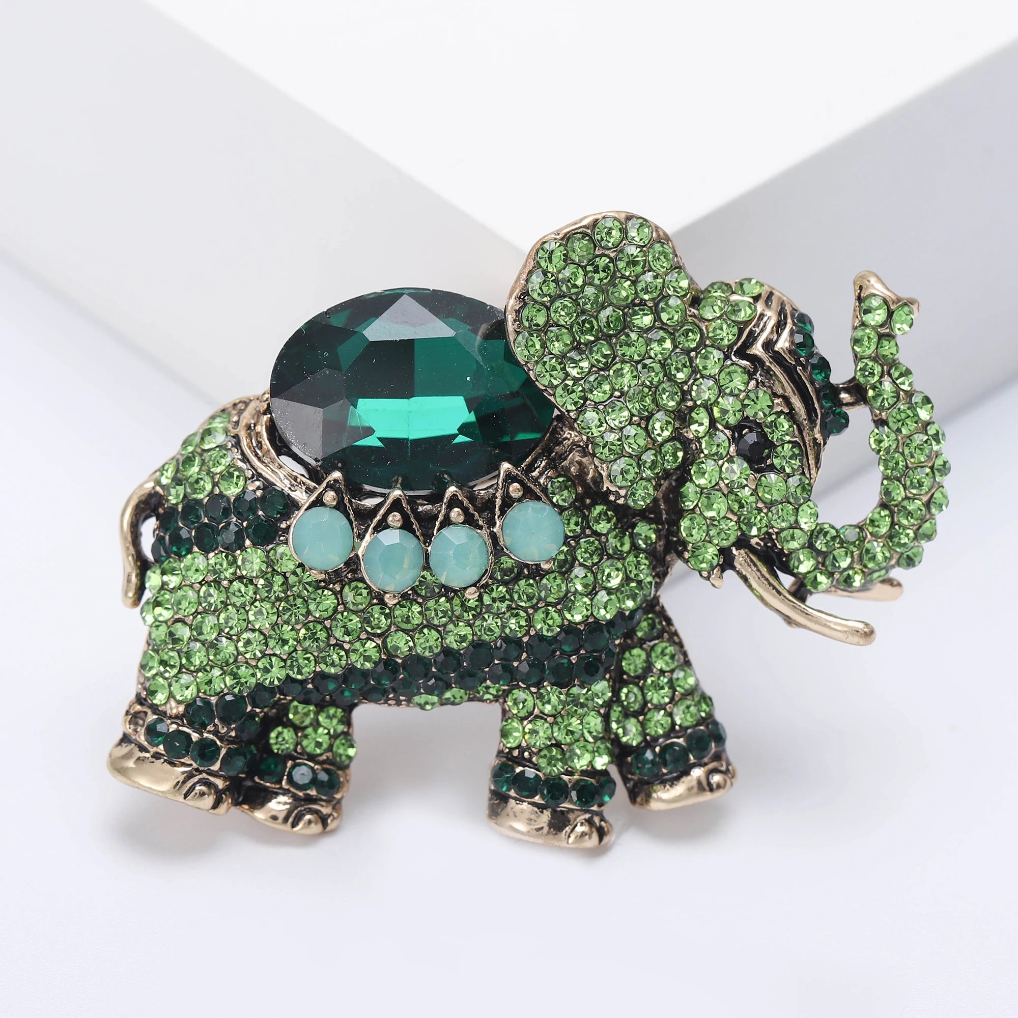 Broches de elefante de strass de luxo para mulheres unissex esmalte animal pinos banquete festa mochila presentes acessórios de joias