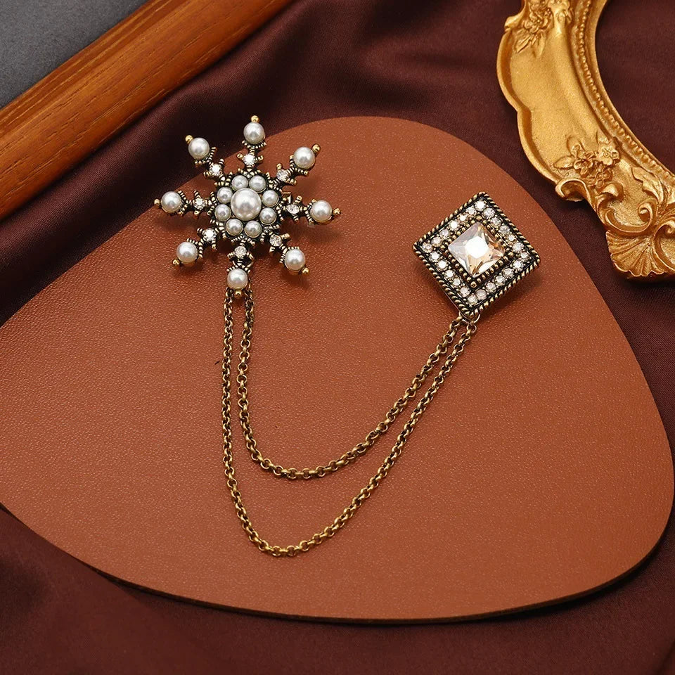 Broche de arco vintage, acessórios de terno de alta qualidade, luxo, cristal, pérola, corsage, unissex, joias de banquete