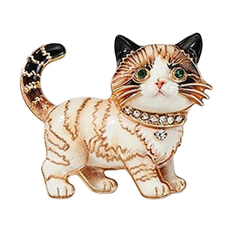 Broche Gato com Strass Elegante Feminino
