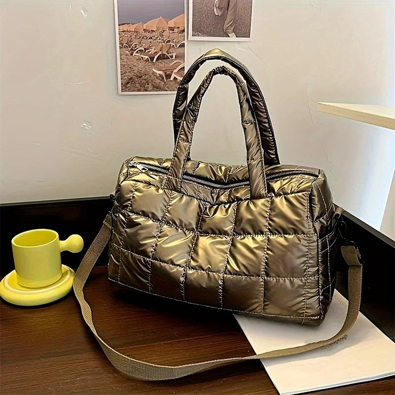Bolsa de viagem acolchoada de cor sólida acolchoada – durável, portátil e elegante – perfeita para esportes, trabalho e uso diário