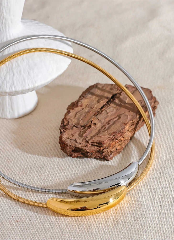 Yhpup gargantilha popular de aço inoxidável à prova d'água, colar leve feminino, declaração de metal banhado a ouro 18K, joias da moda da moda