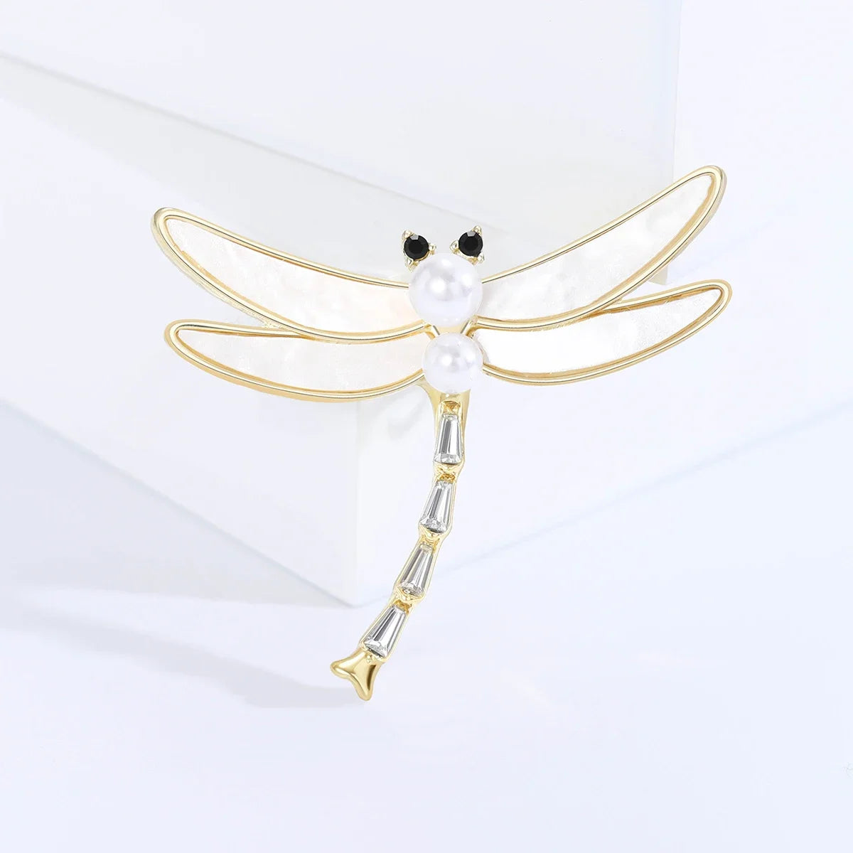 Engraçado strass libélula broche para mulheres unissex pérola inseto pinos festa de escritório amigo presentes jóias acessórios decoração