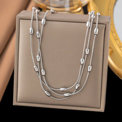 Aço inoxidável ouro prata cor multi camadas colar para mulheres moda à prova dwaterproof água pescoço corrente jóias presente bijoux