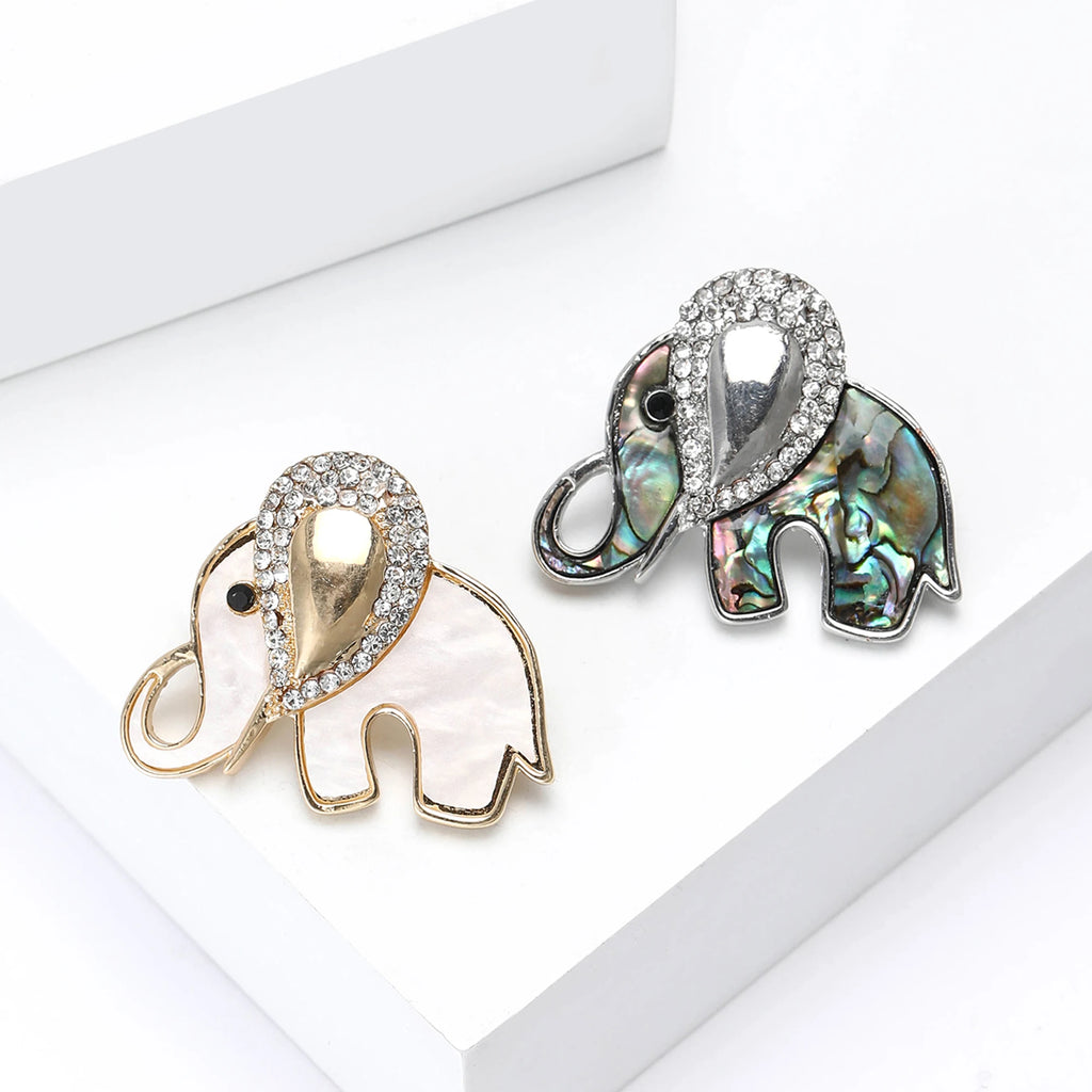 Broche Elefante com Concha Abalone Design Elegante Feminino