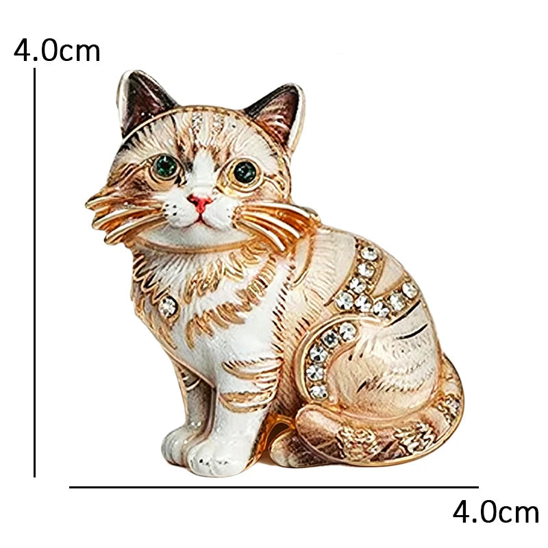 Broche Gato Sentado com Strass Elegante Feminino