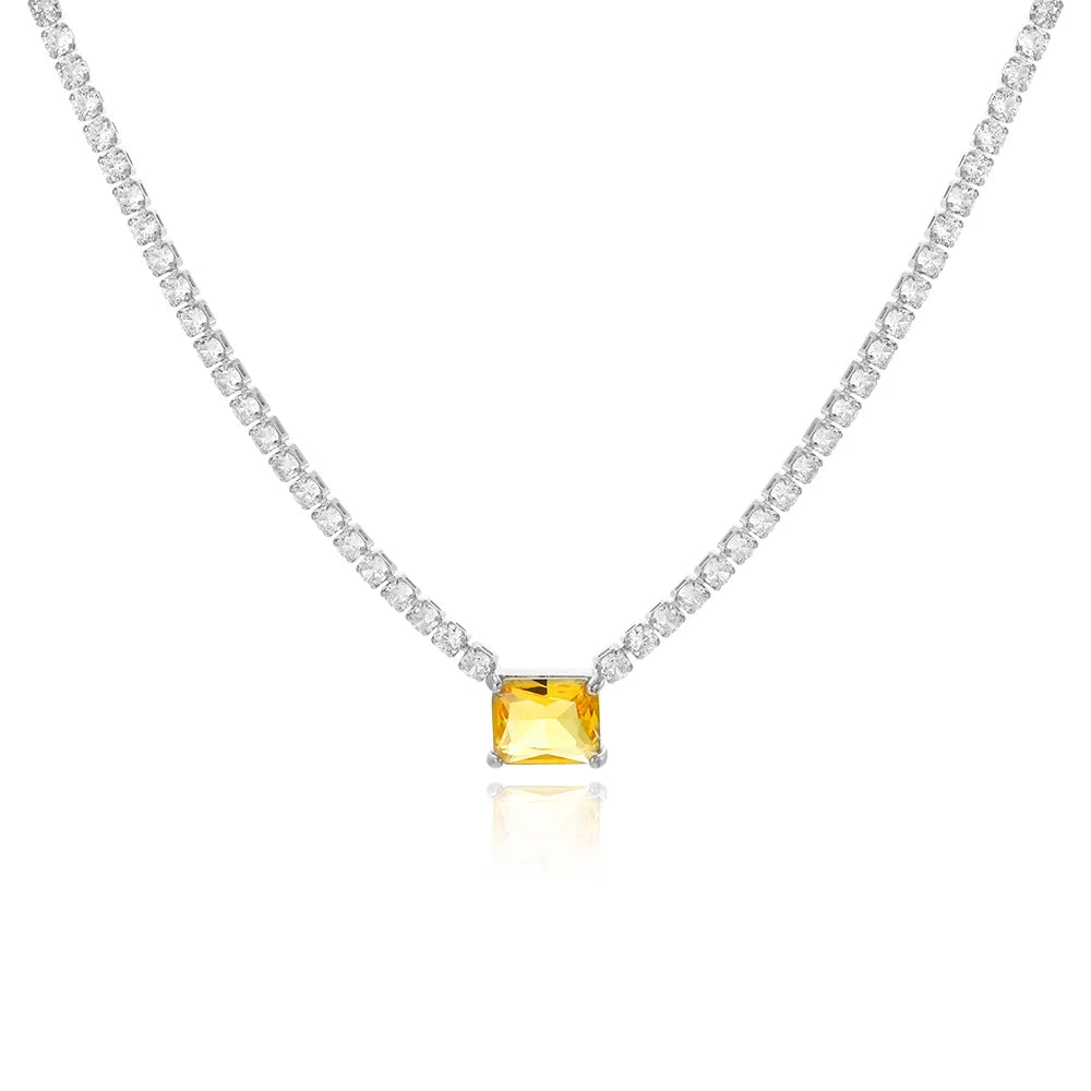 Shinny conjunto de jóias de pedra de cristal completo para mulheres luxo amor coração zircônia cúbica tênis pulseira gelada para fora corrente colar casamento