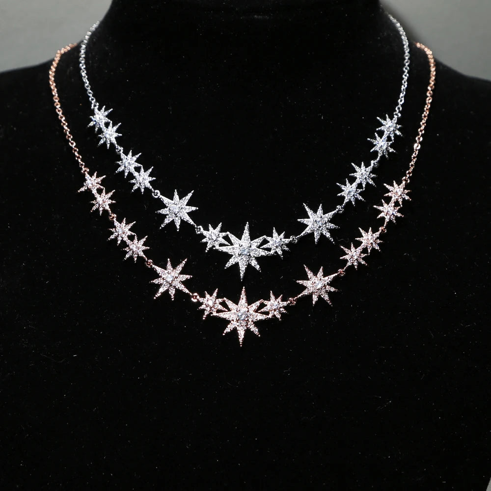 Verão nova moda iced out bling cz estrela starburst charme nchoker colares para mulheres delicado charme declaração jóias atacado