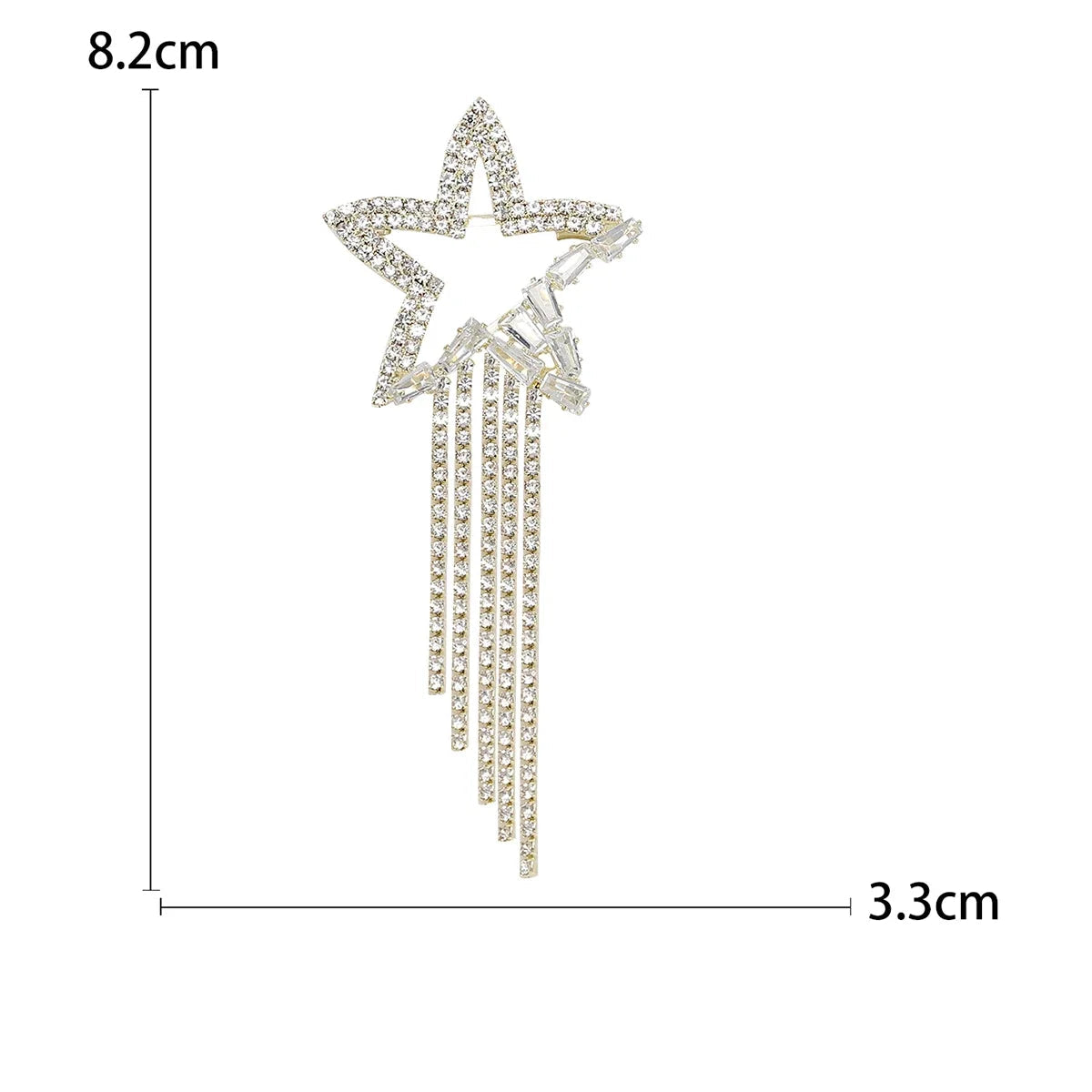 Alfinetes de estrela de tiro com borla para mulheres unissex strass estrela broches escritório festa amigo presentes acessórios de joias