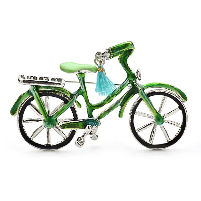 Broche Bicicleta Esmaltado com Borla Elegante Feminino