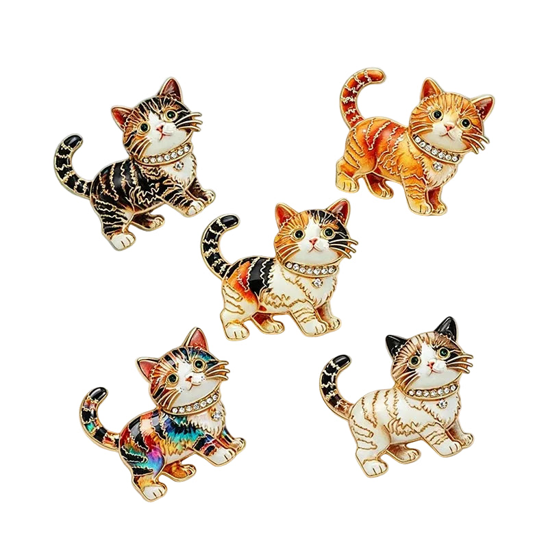Broche Gato com Strass Elegante Feminino
