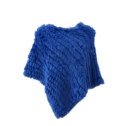 Real pele de coelho de malha natural poncho colete moda envoltório casaco xale senhora cachecol pele natural festa de casamento atacado capa