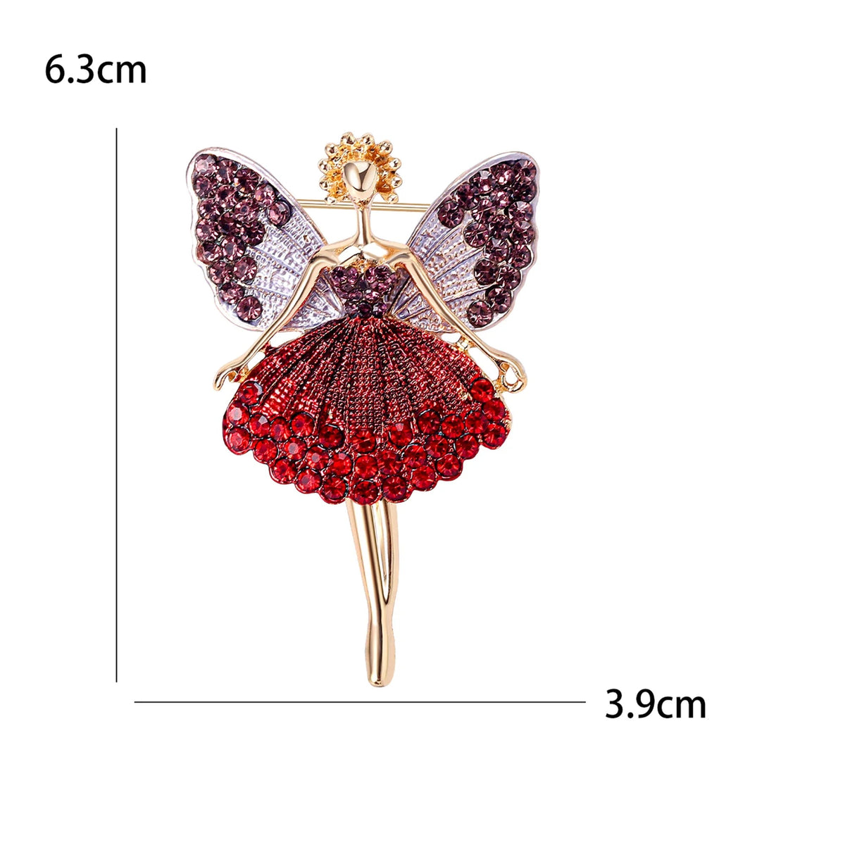 Broche Bailarina Esmaltado com Strass Elegante Feminino