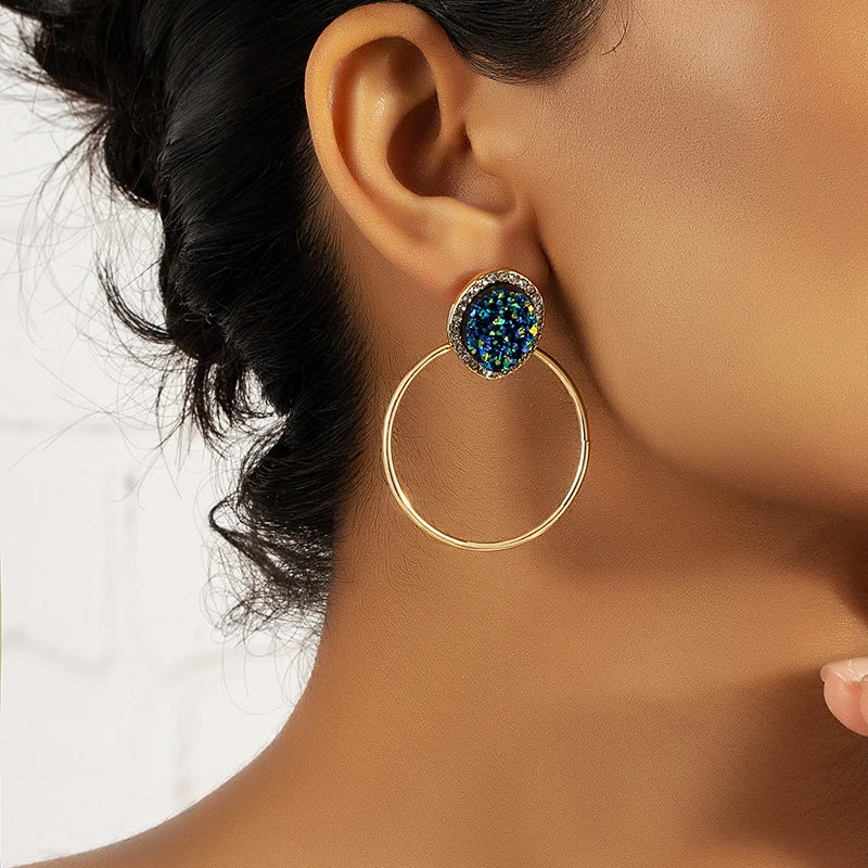 Geométrica Circular Brincos para Mulheres, Holiday Party Gift, OL Moda Jóias, Acessórios de Orelha Retro, E453