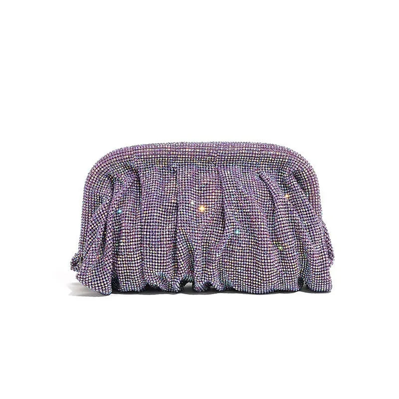 Glamourosa bolsa de noite com pérolas e strass para mulheres |   Embreagem elegante para performance em palco |   Bolsa brilhante para festa de casamento e baile 