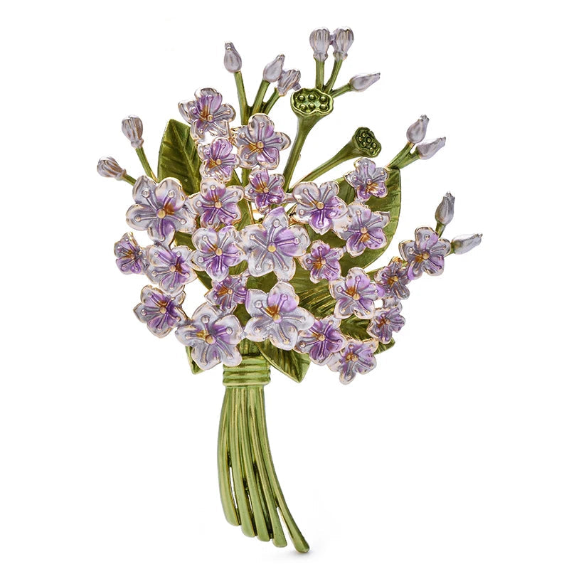 Wuli&baby Broches de Buquê de Flores Encantadoras para Mulheres, 3 Cores, Lindos Broches de Esmalte com Plantas para Festas, Escritório e Roupas, Presentes