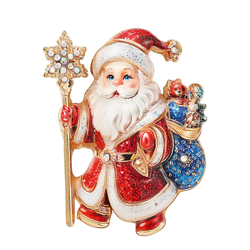 Broche Papai Noel com Strass Design Elegante Feminino