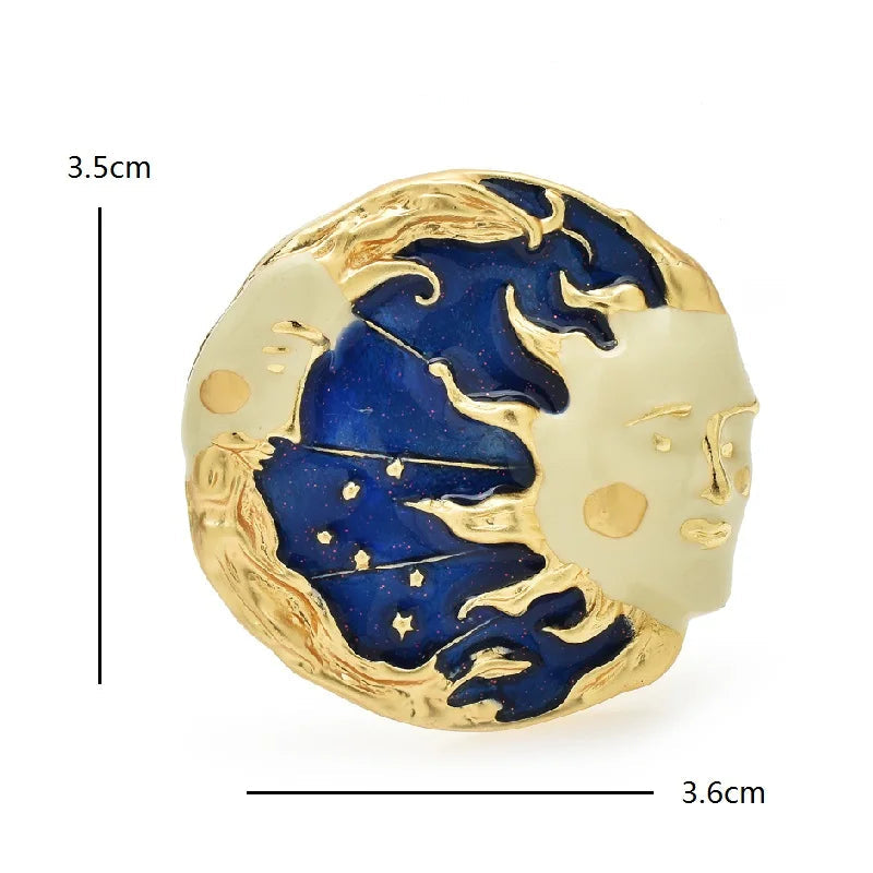 Broche Sol e Lua Esmaltado Design Elegante Feminino