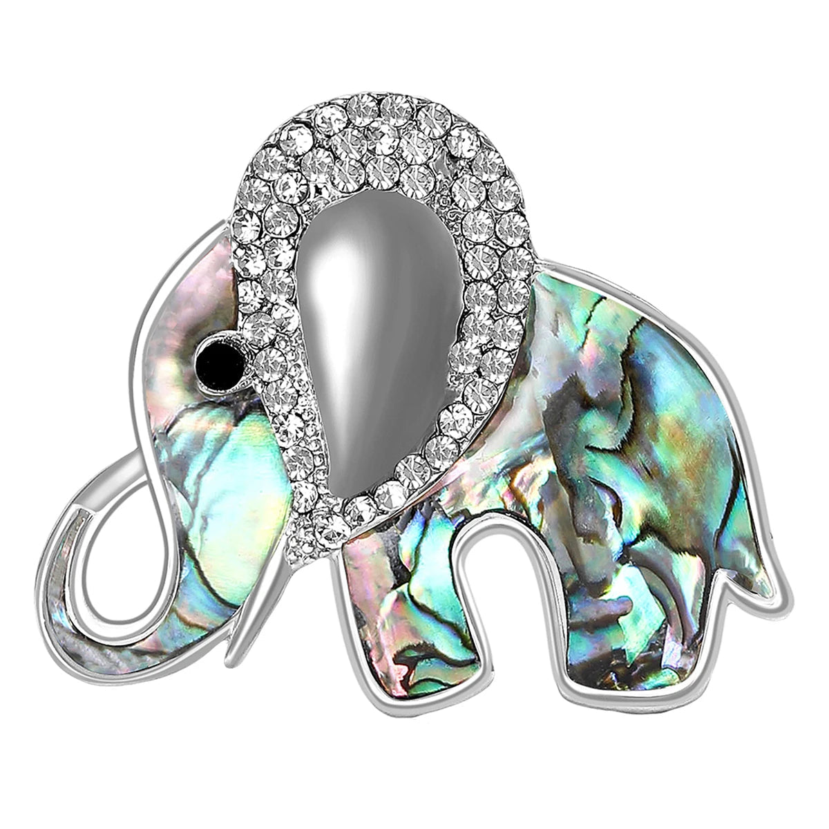 Broche Elefante com Concha Abalone Design Elegante Feminino