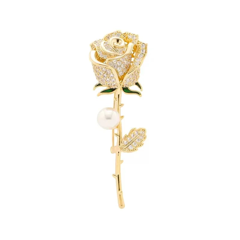 Broche Rosa com Cristais Design Elegante Feminino