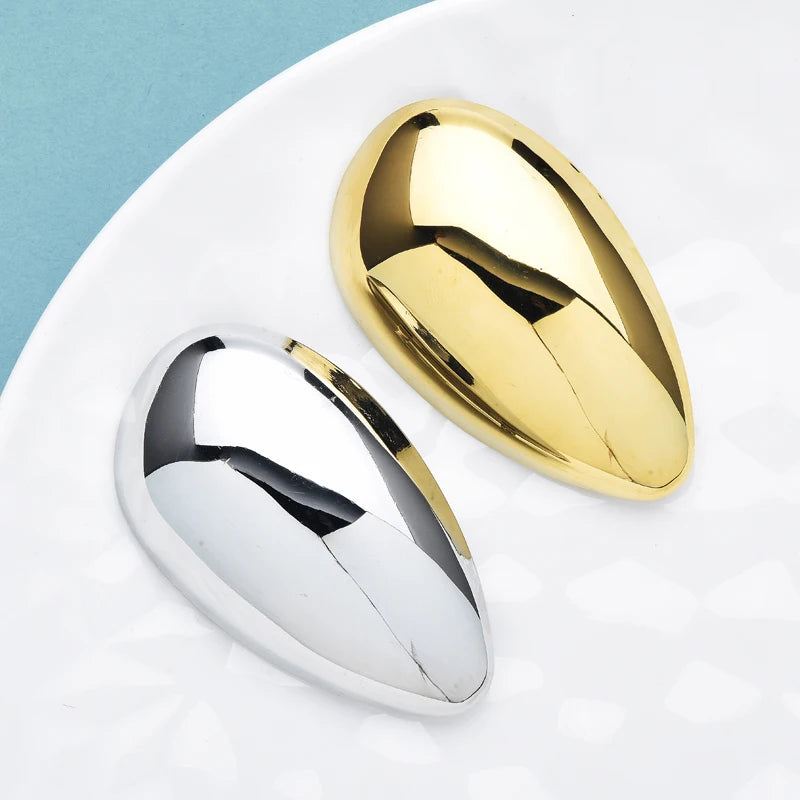 Broches de ovo de aço inoxidável Wuli & baby para mulheres unissex 2 cores lindas broches geométricos para festa e escritório presentes