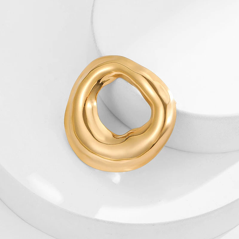 Loe |   Broche geométrico de aço inoxidável, novo banhado a ouro 18k, acessórios de roupas, joias irregulares de alta qualidade