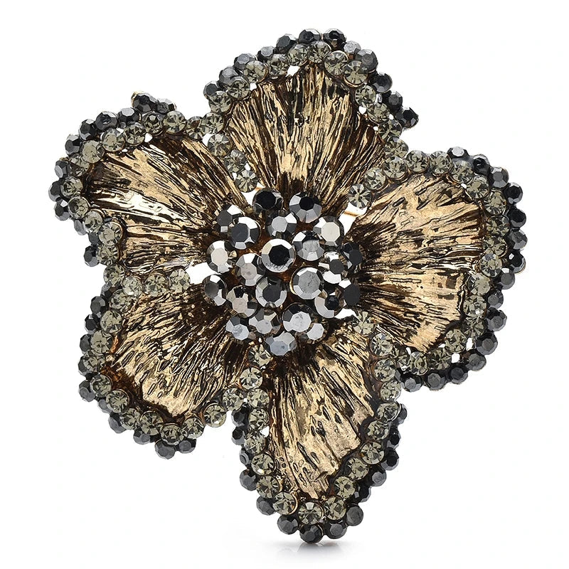 Broche Camélia com Strass e Design Retrô Elegante Feminino