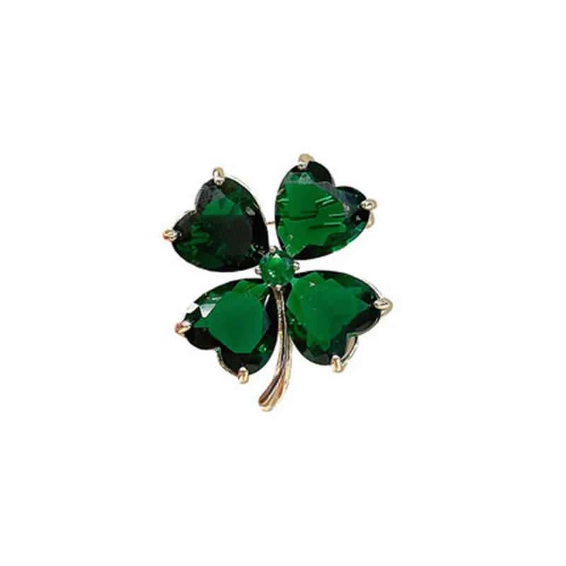 Trevo anti-exposição broche vintage esmeralda corsage feminino roupas fixas anti-exposição indesejada fivela elegante pino luz luxo