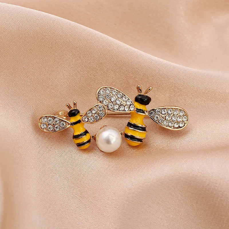 Skeds clássico vintage grande strass abelha broches pinos para mulheres luxo cristal inseto jóias terno roupas broche pino emblemas
