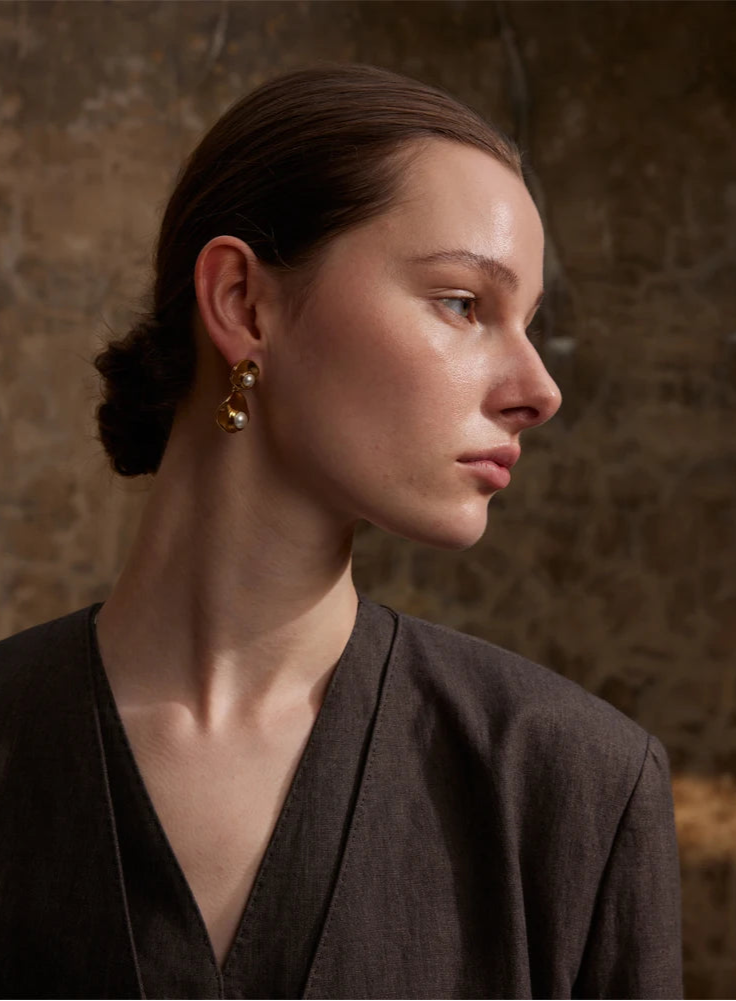 Yhpup elegante imitação de pérolas redondas geométricas brincos pendurados elegantes de aço inoxidável coreano joia diária presente