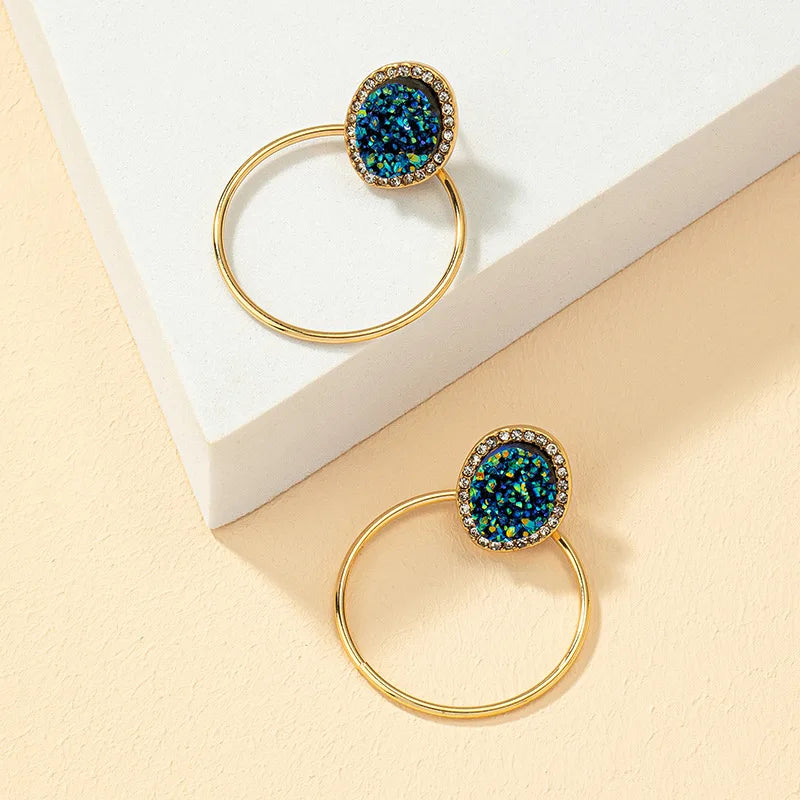 Geométrica Circular Brincos para Mulheres, Holiday Party Gift, OL Moda Jóias, Acessórios de Orelha Retro, E453