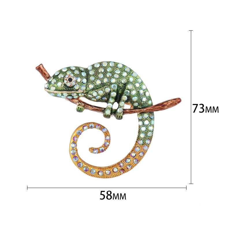 Broche Camaleão com Strass - Elegância e Estilo