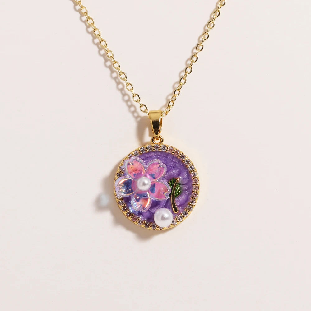 316l aço inoxidável colorido gota de óleo flor coração irregular colar para mulheres meninas vintage francês delicado jóias presentes