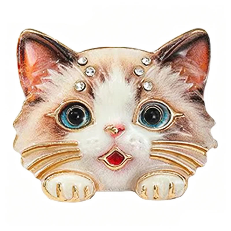 Broche Gato com Strass Design Elegante Feminino