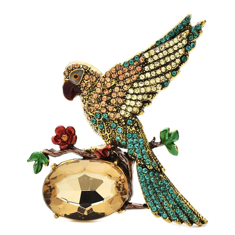 Broche Pássaro Vintage com Cristais Design Elegante Feminino