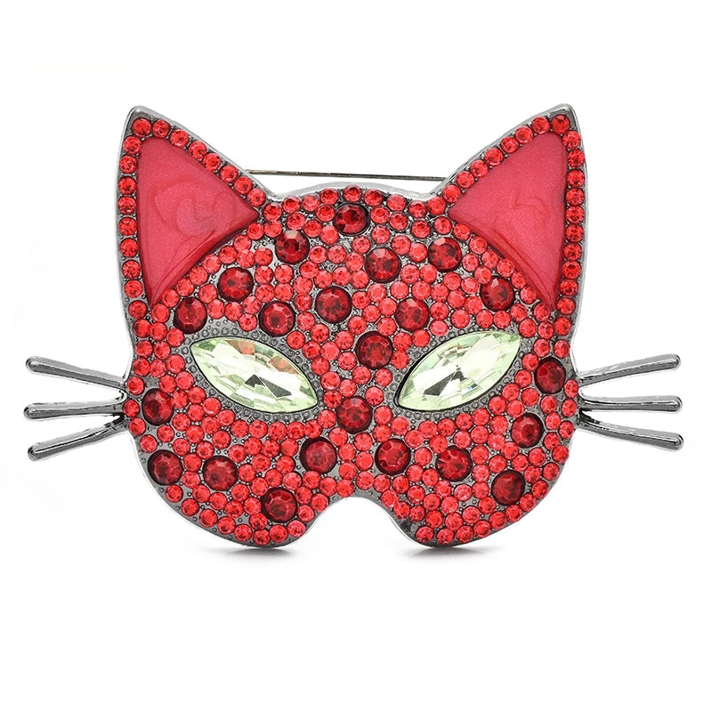 Wuli & baby broches de cabeça de gato brilhante para mulheres unissex 4 cores luxo adorável gatinho animais de estimação animal escritório festa broche pinos presentes