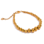 Yhpup contas de aço inoxidável artesanal moda corrente colar pulseira 18k pvd banhado à prova de ferrugem texturizado unissex jóias das mulheres dos homens