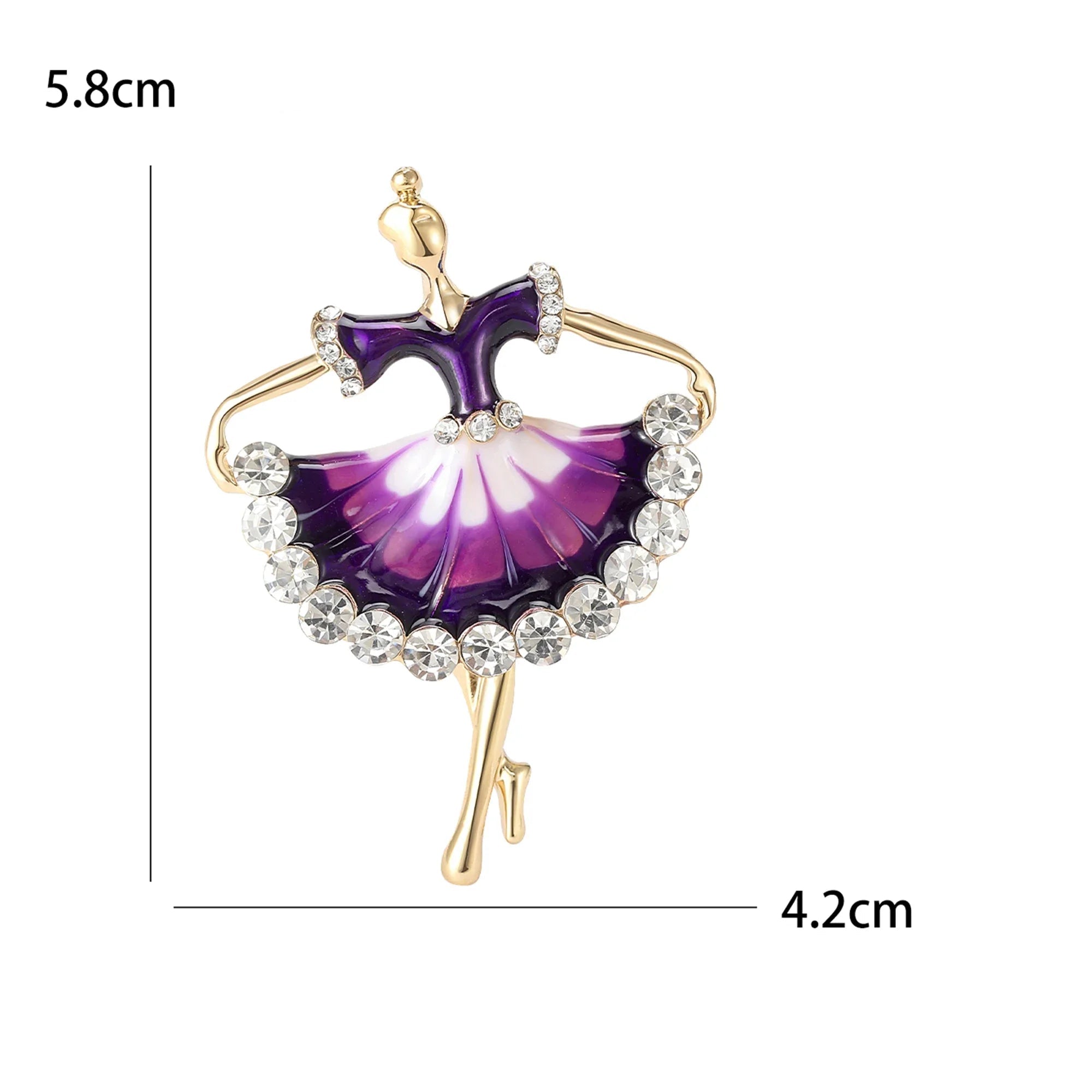 Broche Bailarina Esmaltado com Strass Elegante Feminino